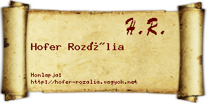 Hofer Rozália névjegykártya