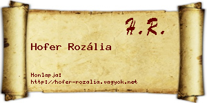 Hofer Rozália névjegykártya